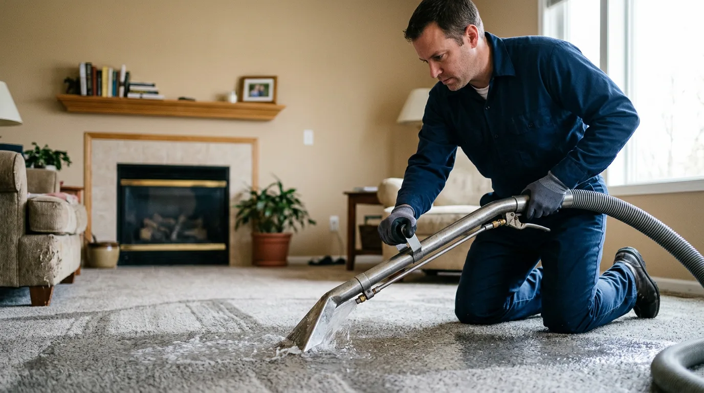 Water damage restoration technician working near Haugen, WI